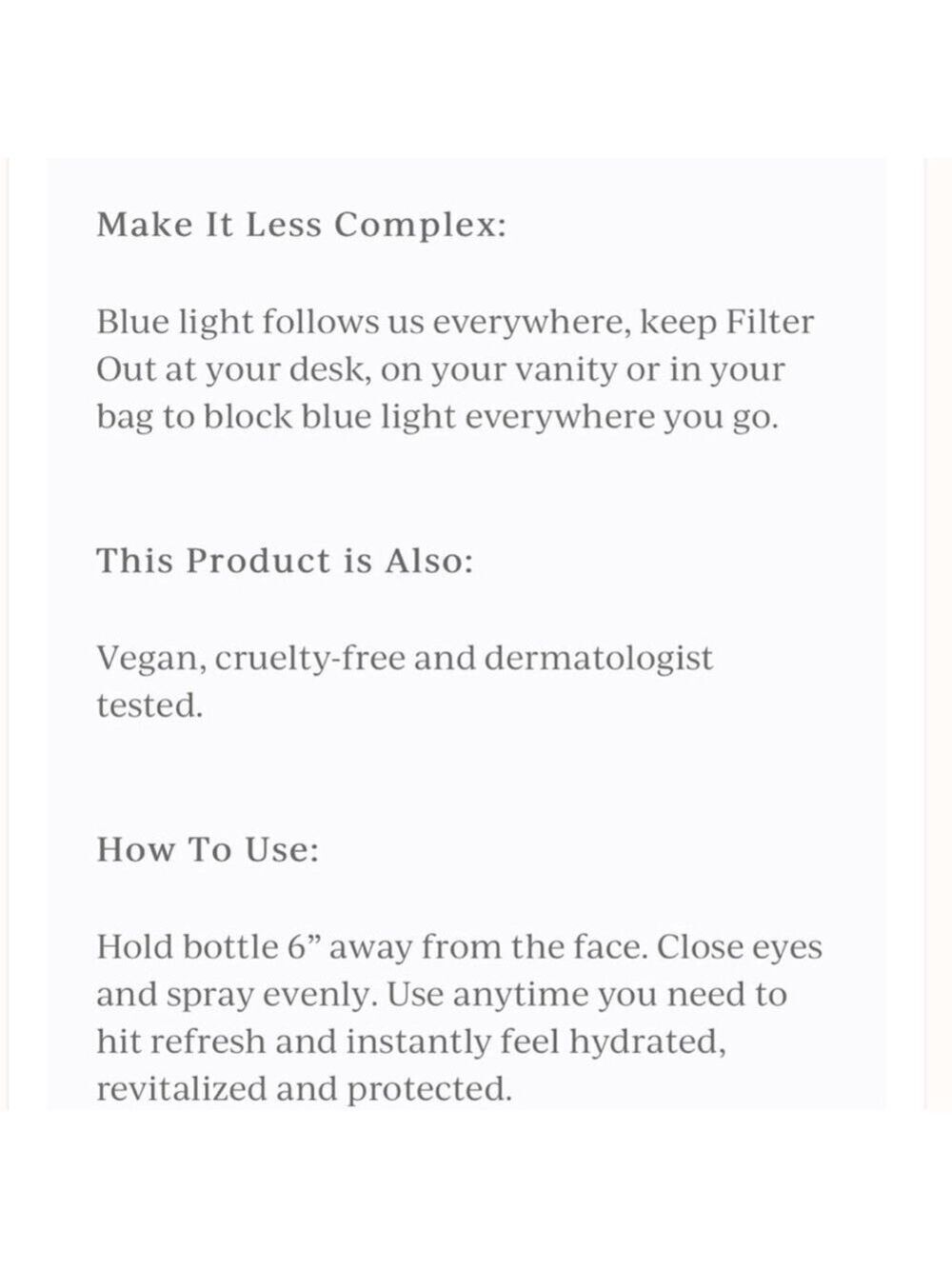 Complex Culture Filter Out Daily Blue Light Defense Mist | NEW | 100mL - Picture 5 of 10